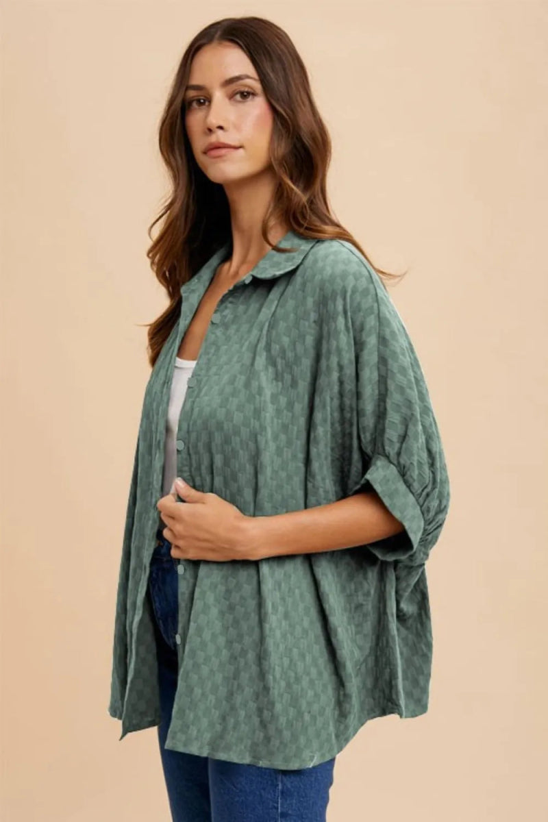 Annie Wear Checkered Button Up Half Sleeve Shirt for Women - Love Salve 