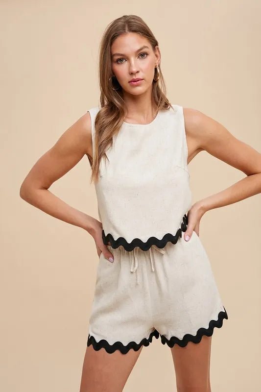Annie Wear Ric Rac Trim Detailed Top & Shorts Set - Love Salve