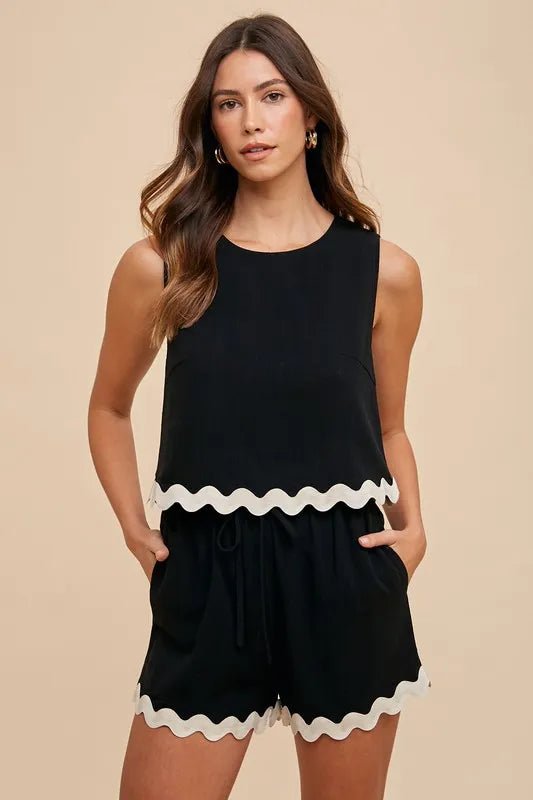 Annie Wear Ric Rac Trim Detailed Top & Shorts Set - Love Salve