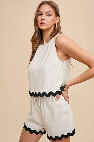 Annie Wear Ric Rac Trim Detailed Top & Shorts Set - Love Salve