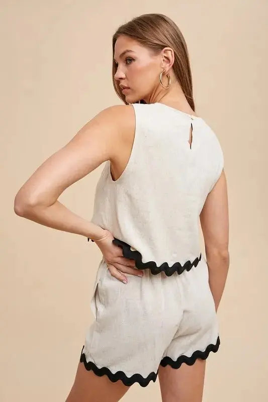 Annie Wear Ric Rac Trim Detailed Top & Shorts Set - Love Salve