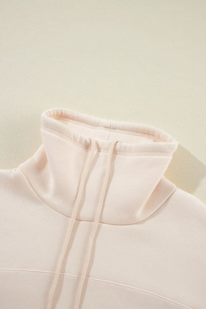 Apricot Drawstring Turtleneck Dolman Sleeve Sweatshirt - Love Salve 