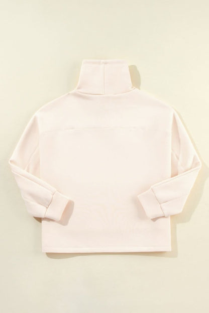 Apricot Drawstring Turtleneck Dolman Sleeve Sweatshirt - Love Salve 