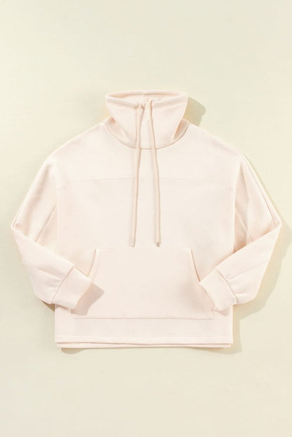 Apricot Drawstring Turtleneck Dolman Sleeve Sweatshirt - Love Salve 