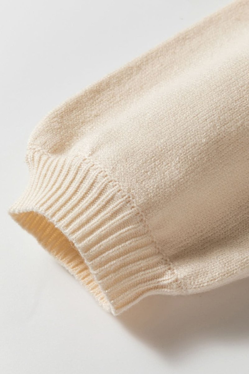 Apricot Elegant Button - Front Cardigan with Pleated Sleeves and Hollow Details - Love Salve