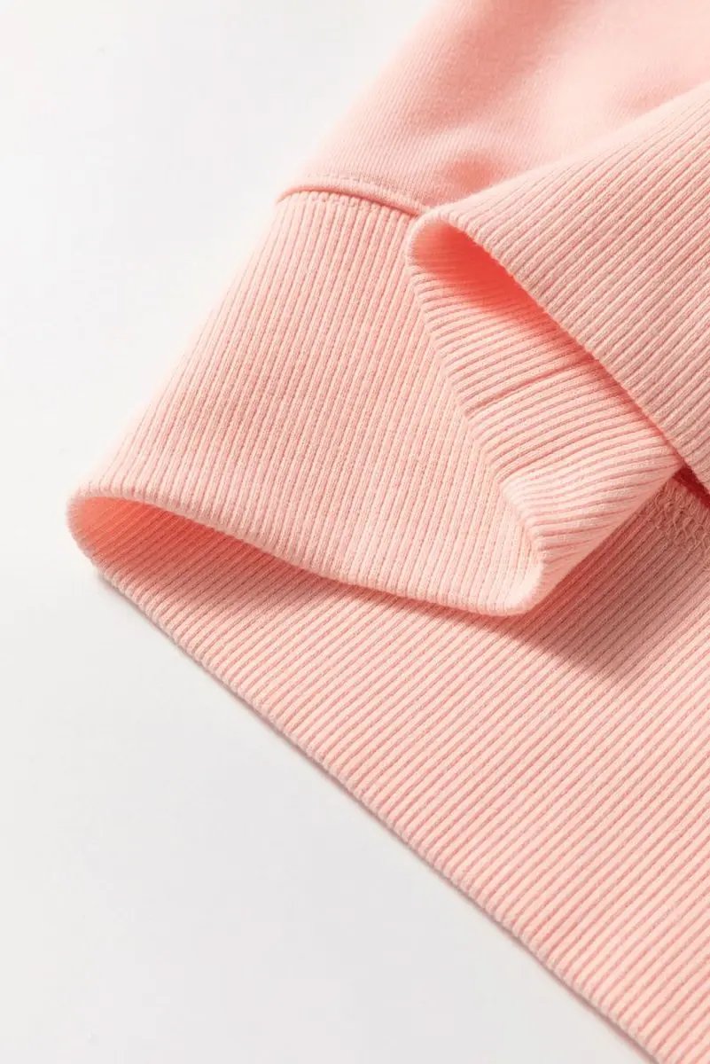 Apricot Pink Sequined Bowknot Drop Shoulder Oversized Sweatshirt - Love Salve 