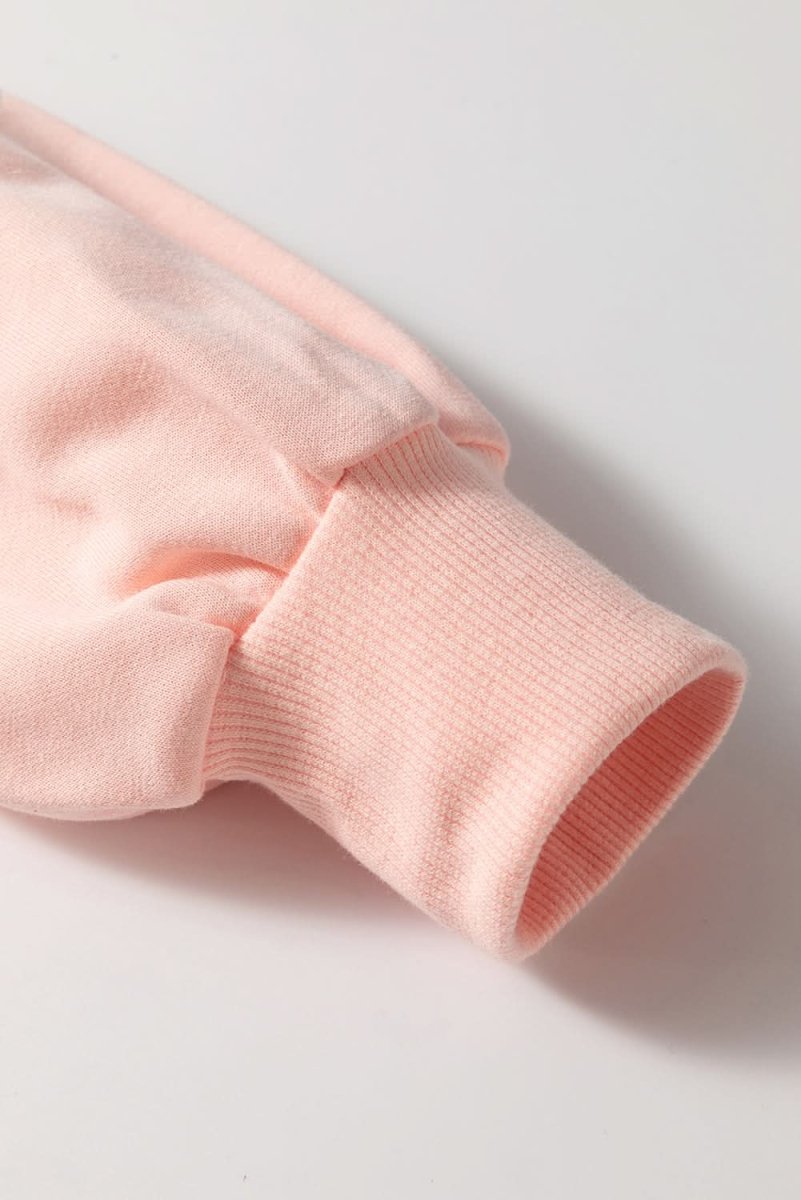 Apricot Pink Sequined Bowknot Drop Shoulder Oversized Sweatshirt - Love Salve 