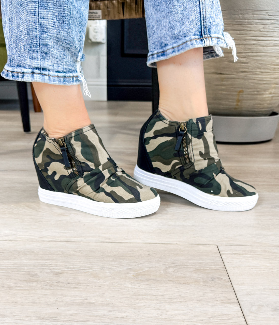 Ari Camo Wedge Sneaker For Everyday Comfort And Style Naughty Monkey
