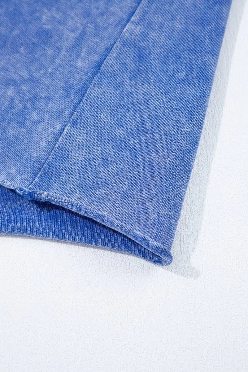 Ashleigh Blue Acid Wash Star Patched Rolled Trim Pants Set - Love Salve 