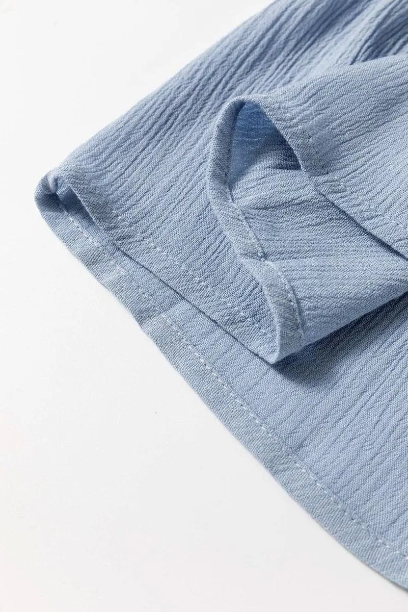 Ashleigh Blue Long Sleeve V Neck Smocked Tiered Mini Dress - Love Salve 