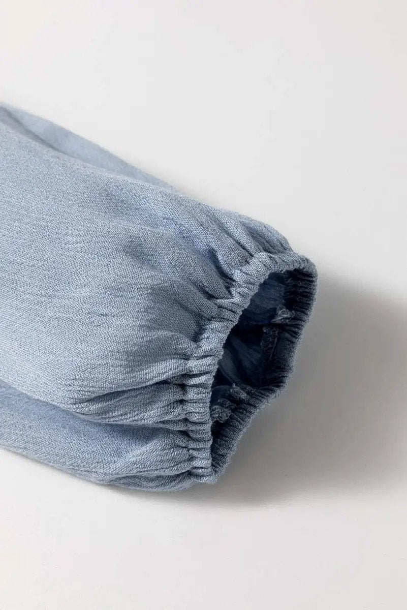 Ashleigh Blue Long Sleeve V Neck Smocked Tiered Mini Dress - Love Salve 