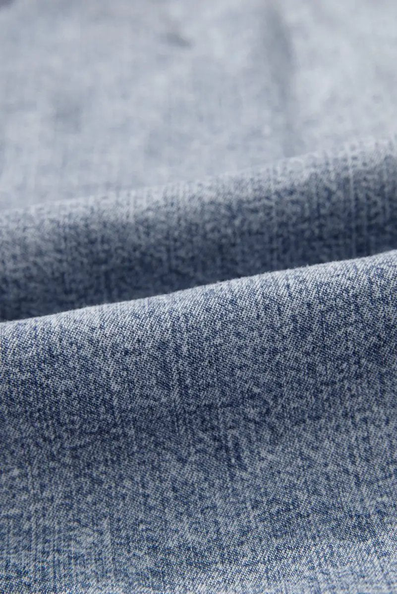 Ashleigh Blue Ruffled Shirred Neckline Sleeveless Denim Tank - Love Salve 