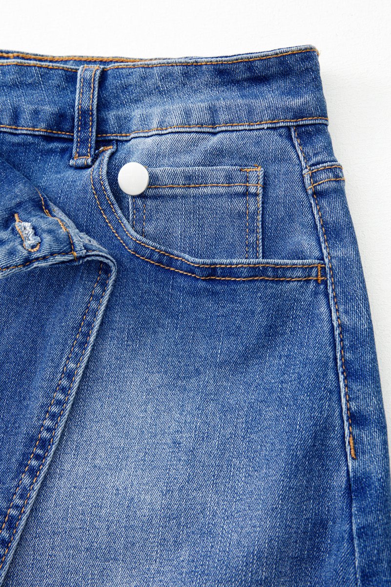 Ashleigh Blue Wrapped Crossed Waist Denim Mini Skirt Casual - Love Salve 