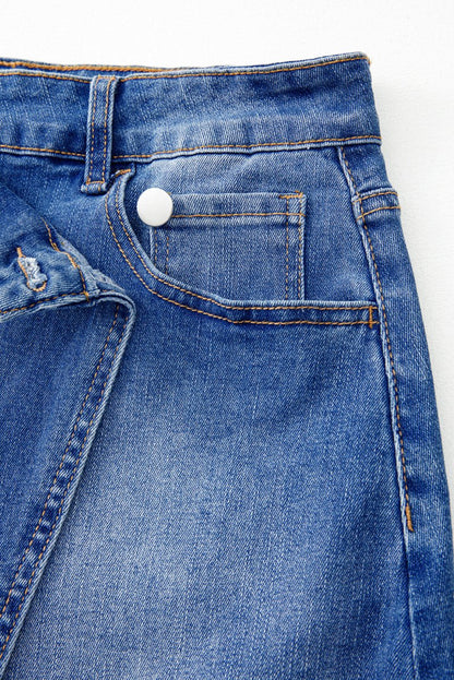 Ashleigh Blue Wrapped Crossed Waist Denim Mini Skirt Casual - Love Salve 