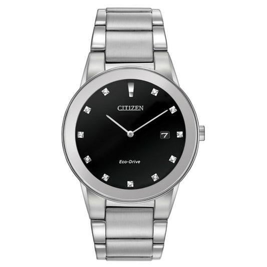 Bids.com Citizen Men's Axiom watch, a sophisticated stainless steel timepiece with a minimalist black dial, ideal for refined