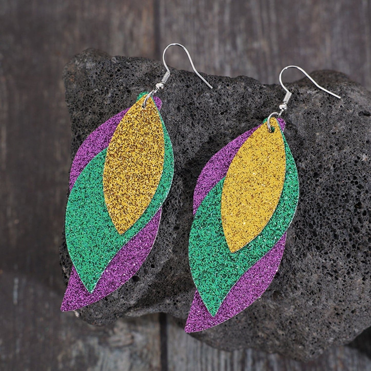 PU Leather Leaf Dangle Earrings.