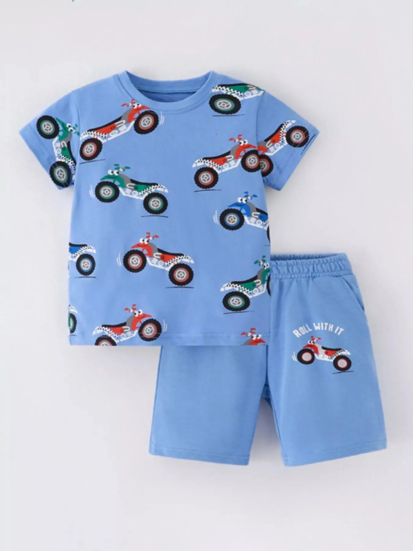 Children's Cartoon ATV Print Tee and Shorts Set Simply Love