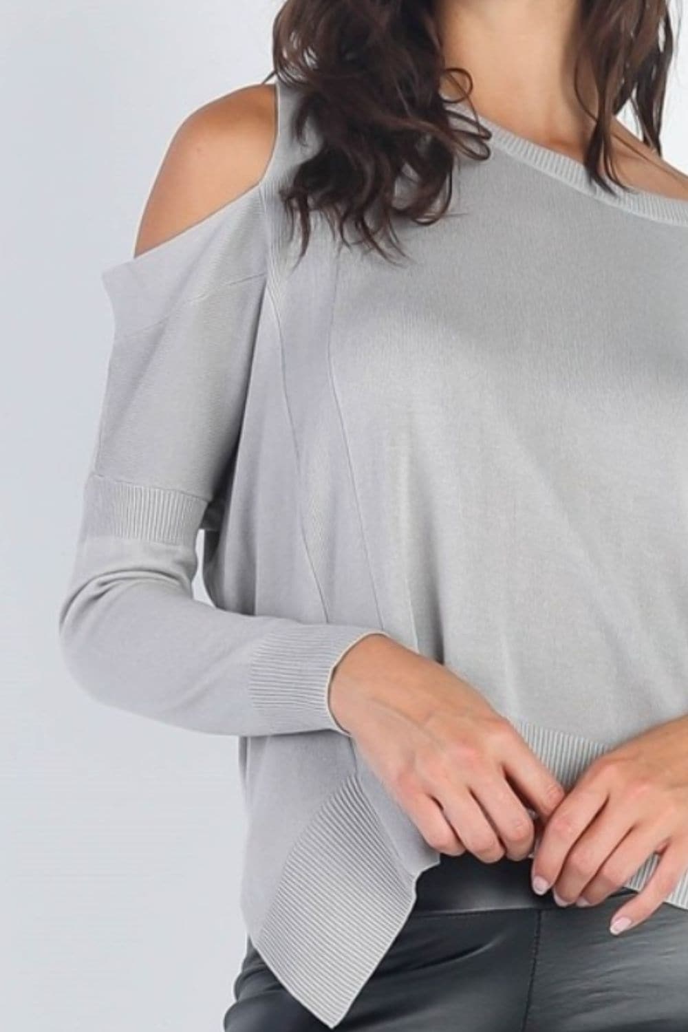 UNIQ Cold Shoulder Long Sleeve Knit Top.