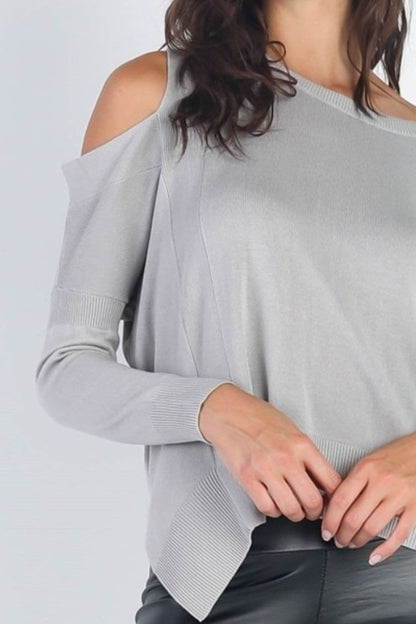 UNIQ Cold Shoulder Long Sleeve Knit Top.