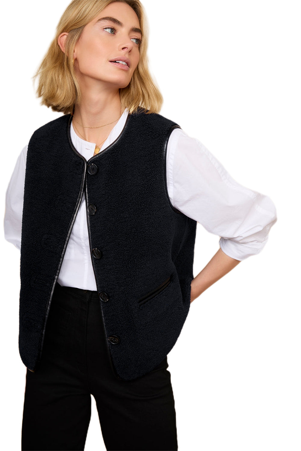 Sophisticated Black Fleece Vest