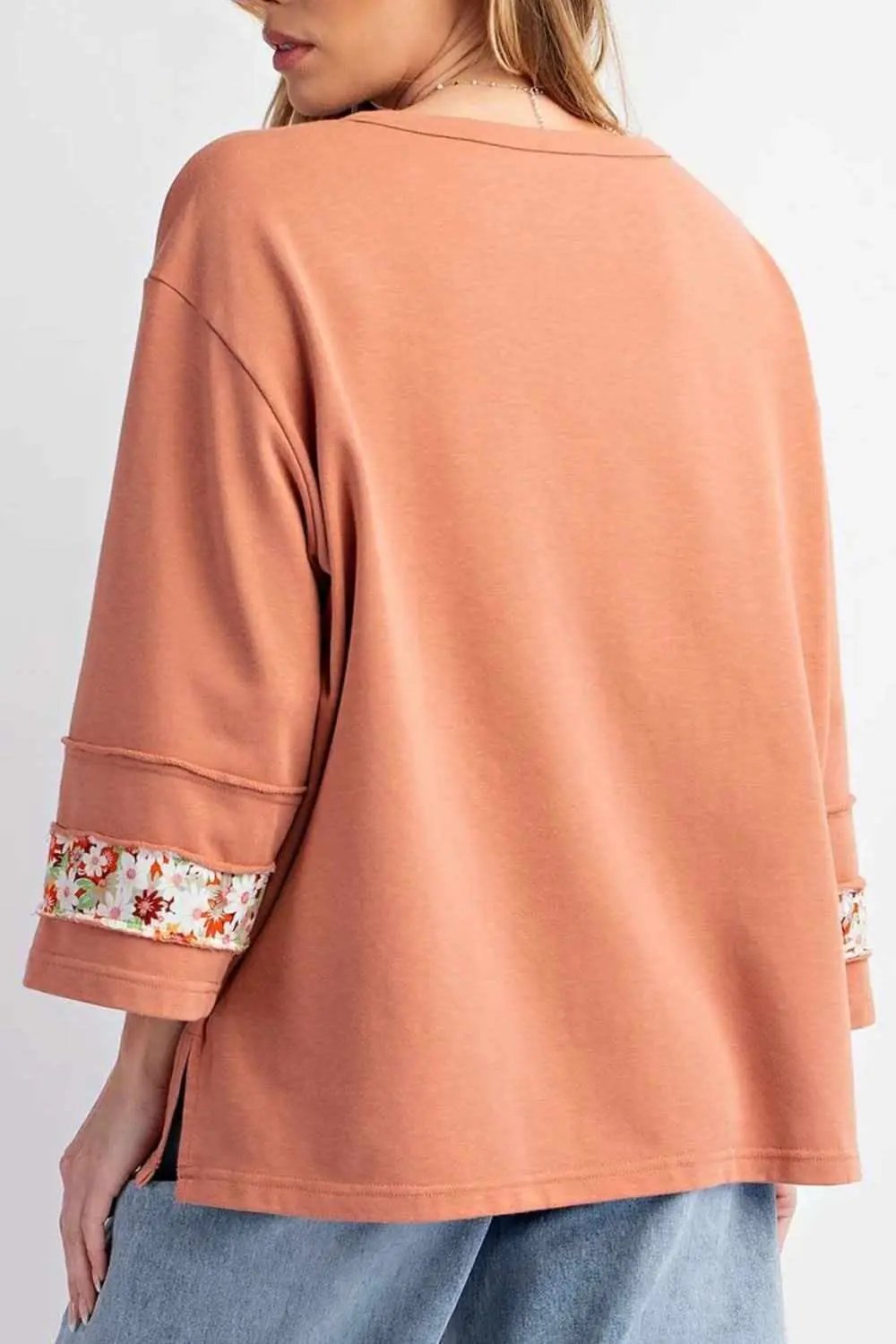 Floral blouse with slits and seams - Love Salve 