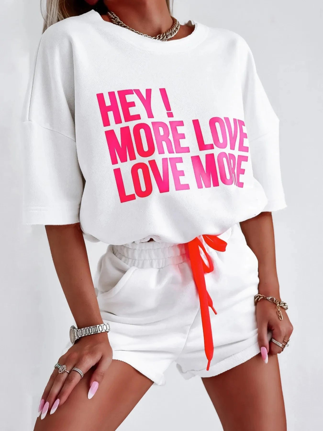 Letter Graphic Top and Shorts Set Coco’s Tee Boutique