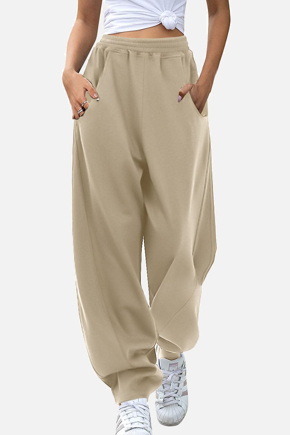 Elastic Waist Sweatpants with Pockets.