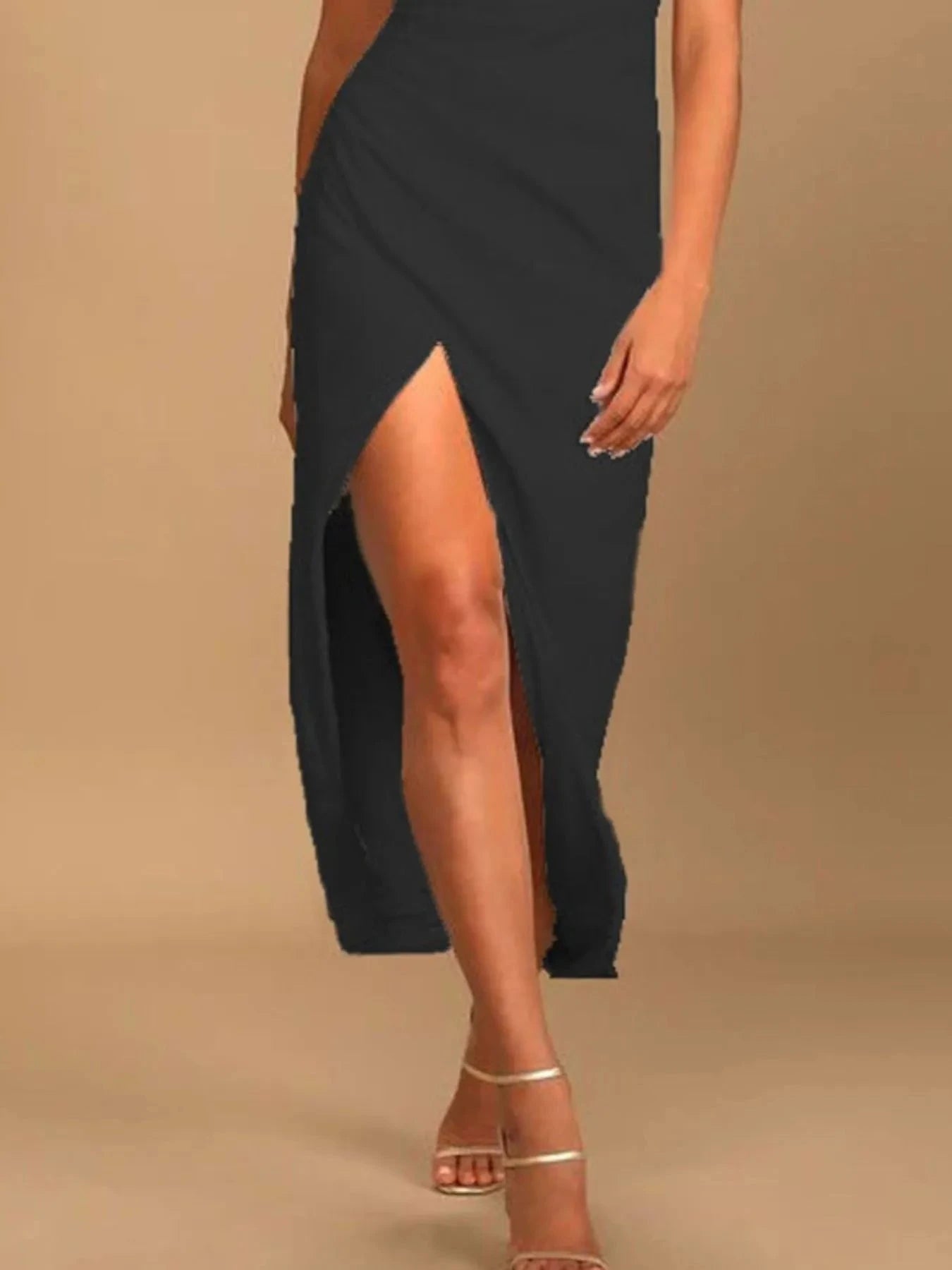 Split Asymmetrical Neck Midi Dress Coco’s Tee Boutique