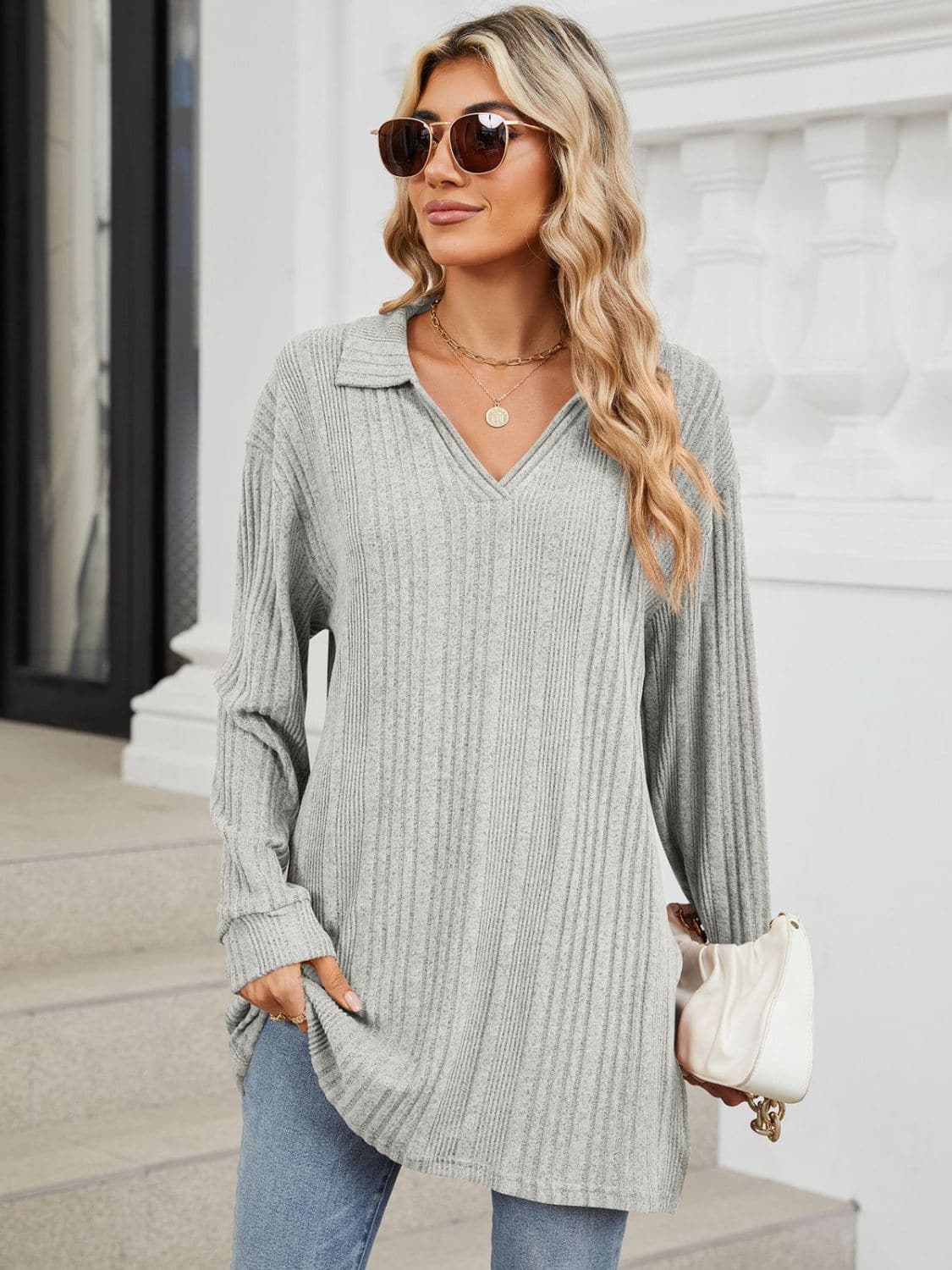 Sheer slit long sleeve t-shirt