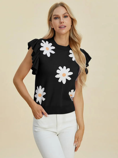 Double Take: Ruffled Flower Sweater