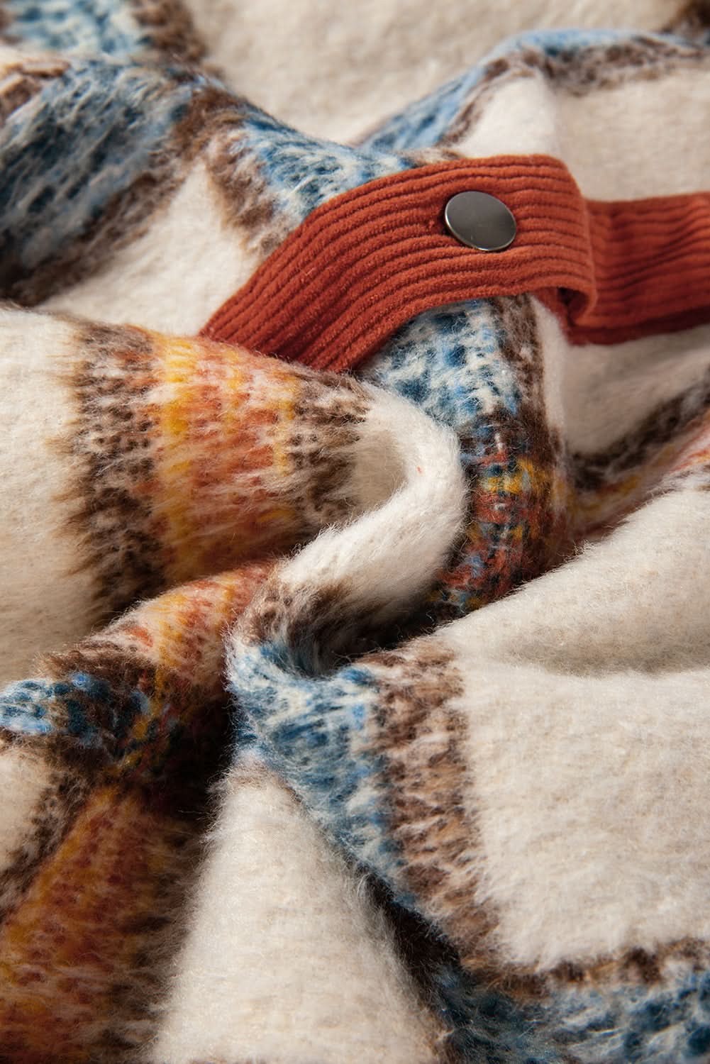 Brown stripe plus size plaid jacket - Love Salve 