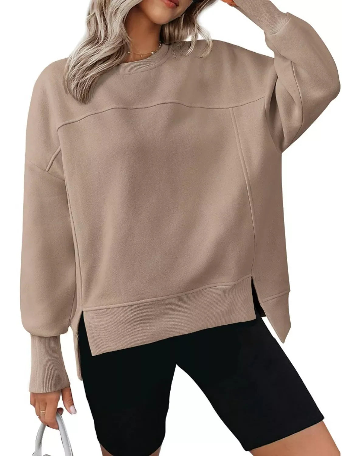Casual Loose Side Slit Sweatshirt Simply Love