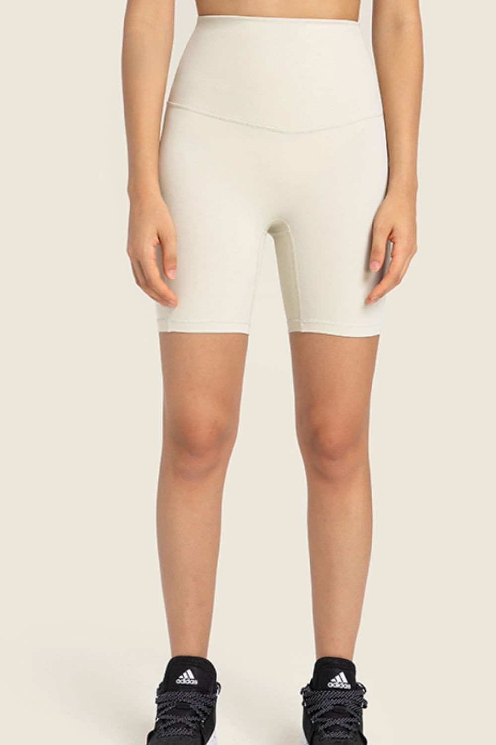 Seamless High-Rise Wide Waistband Biker Shorts.