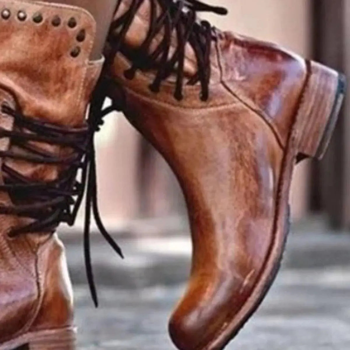Lace Up Block Heels Boots Simply Love
