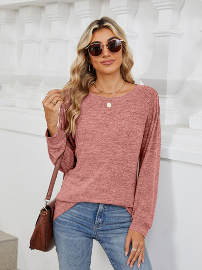 Round Neck Long Sleeve T-Shirt.