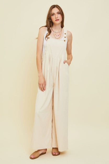 HEYSON Full Size Corduroy Sleeveless Wide-Leg Overall.