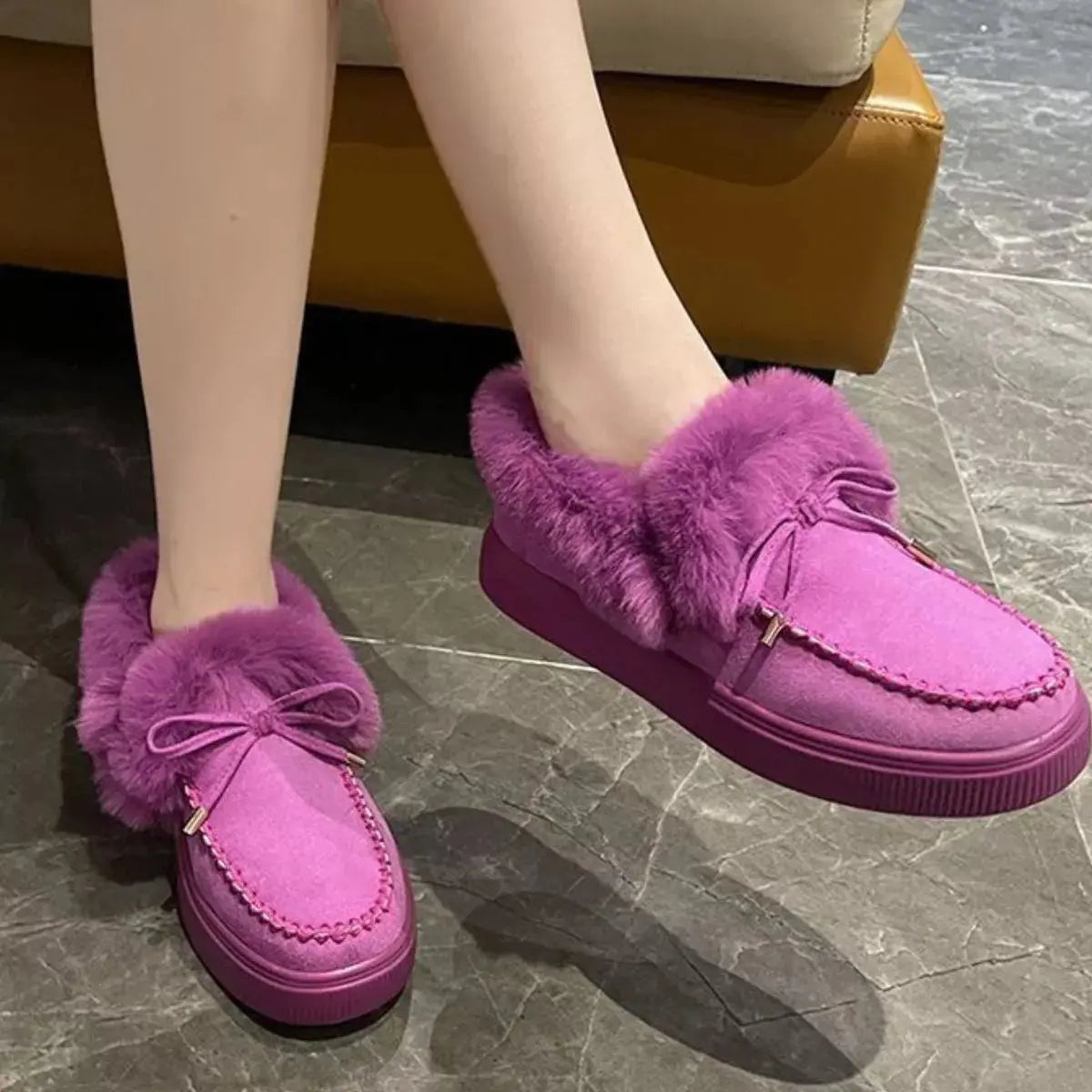 Fuzzy Round Toe Slip-Ons Simply Love