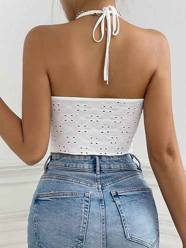 Eyelet Halter Neck Cami.