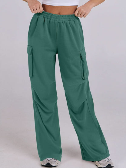 Wide-Leg Comfort Pants with Elastic Waist and Pockets