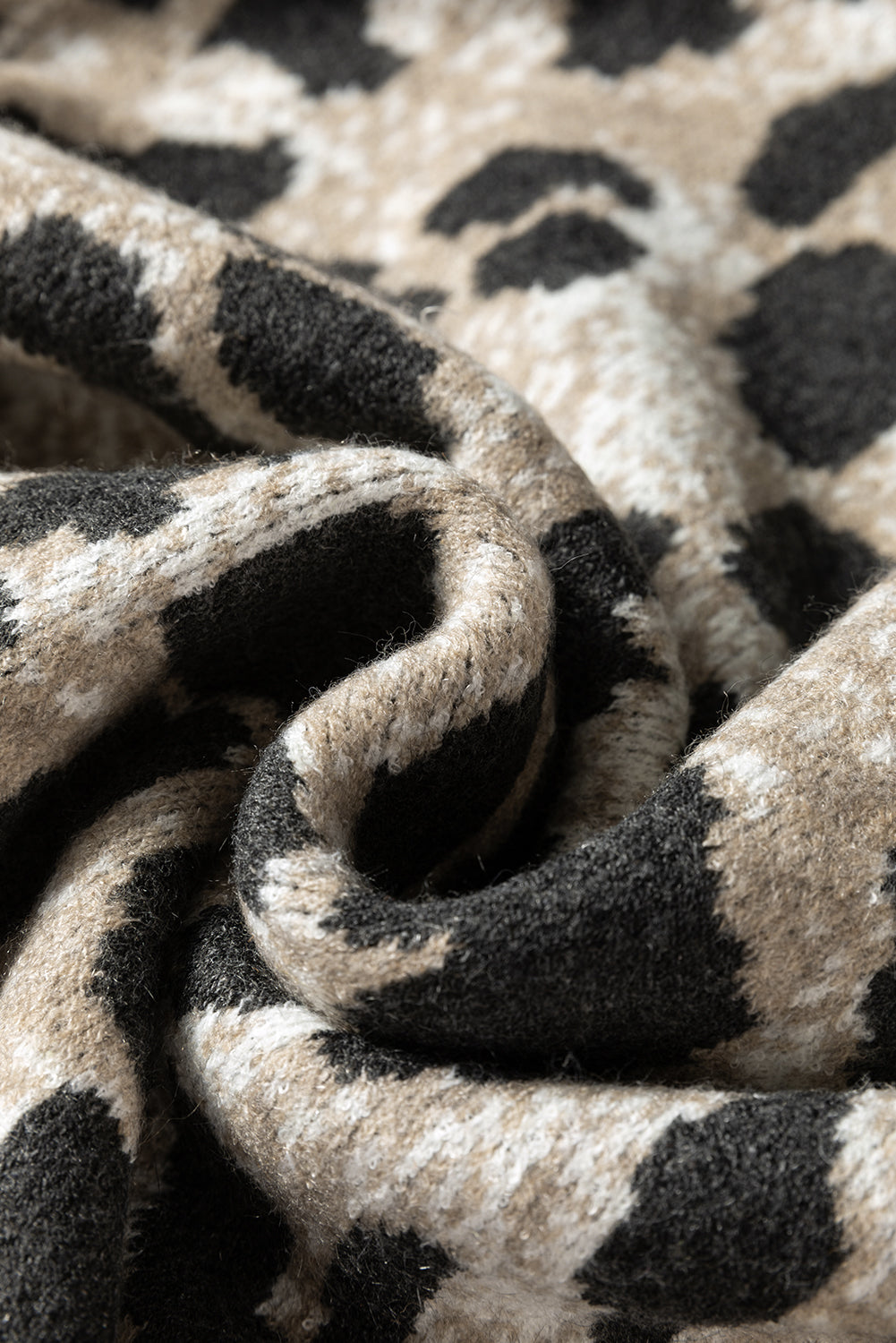 Carbon Grey Leopard Drop Shoulder Baggy Knit Sweater Dear-Lover Dropshipping