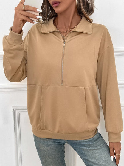 Cozy half zip sweatshirt with pocket