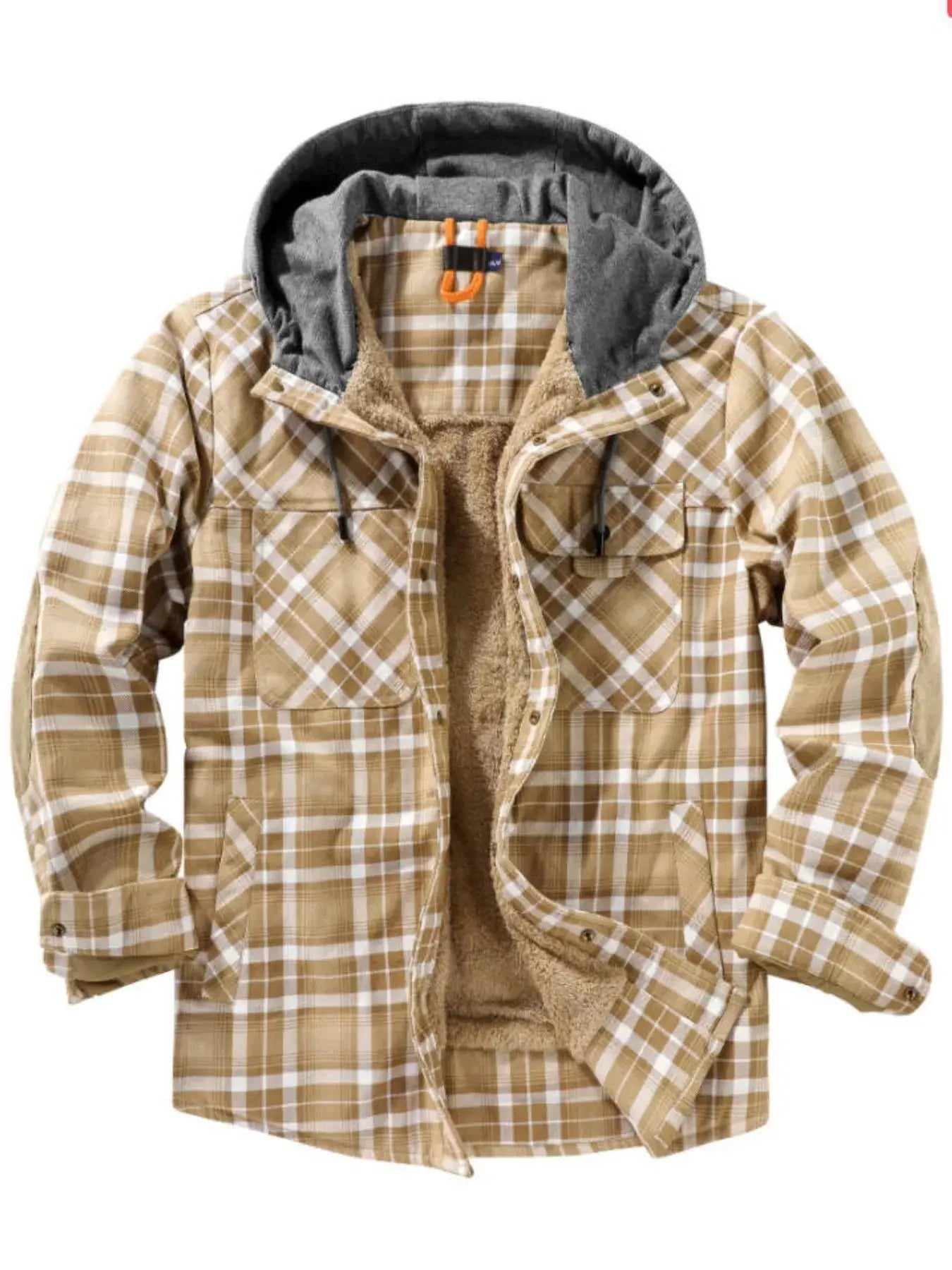 Men's Snap Down Plaid Flannel Hooded Jacket Simply Love