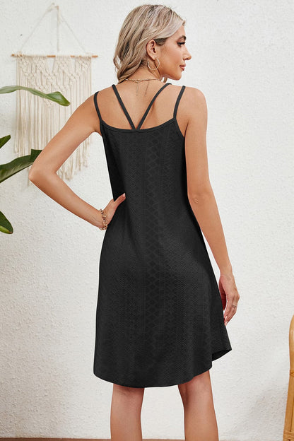 Eyelet Scoop Neck Double Strap Dress.