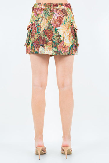 Trendy jacquard cargo skirt