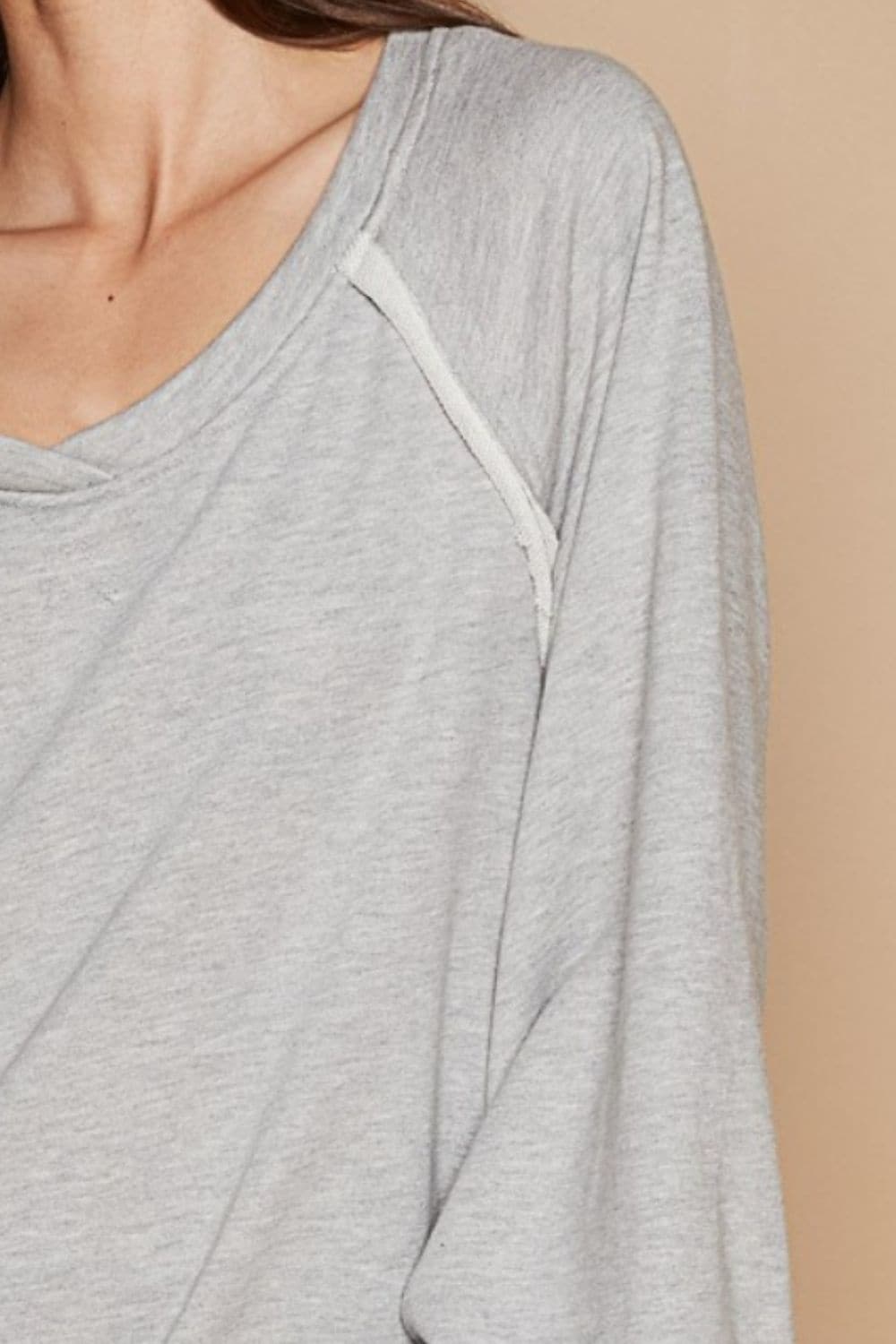 POL Back Cross Strap Detail Balloon Sleeve Sweatshirt.