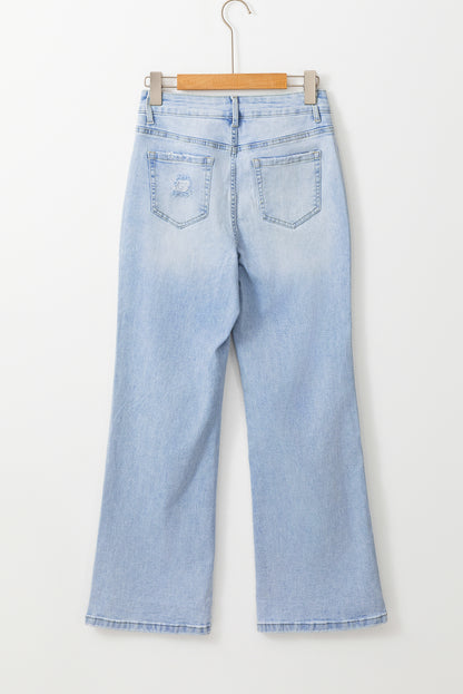 Beau Blue retro light wash distressed flare jeans