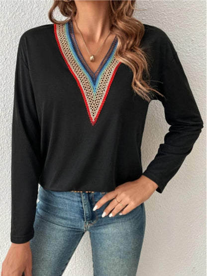 Chic v-neck long sleeve t-shirt