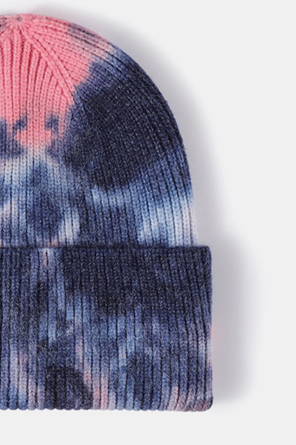 Tie-Dye Cuffed Rib-Knit Beanie Hat.