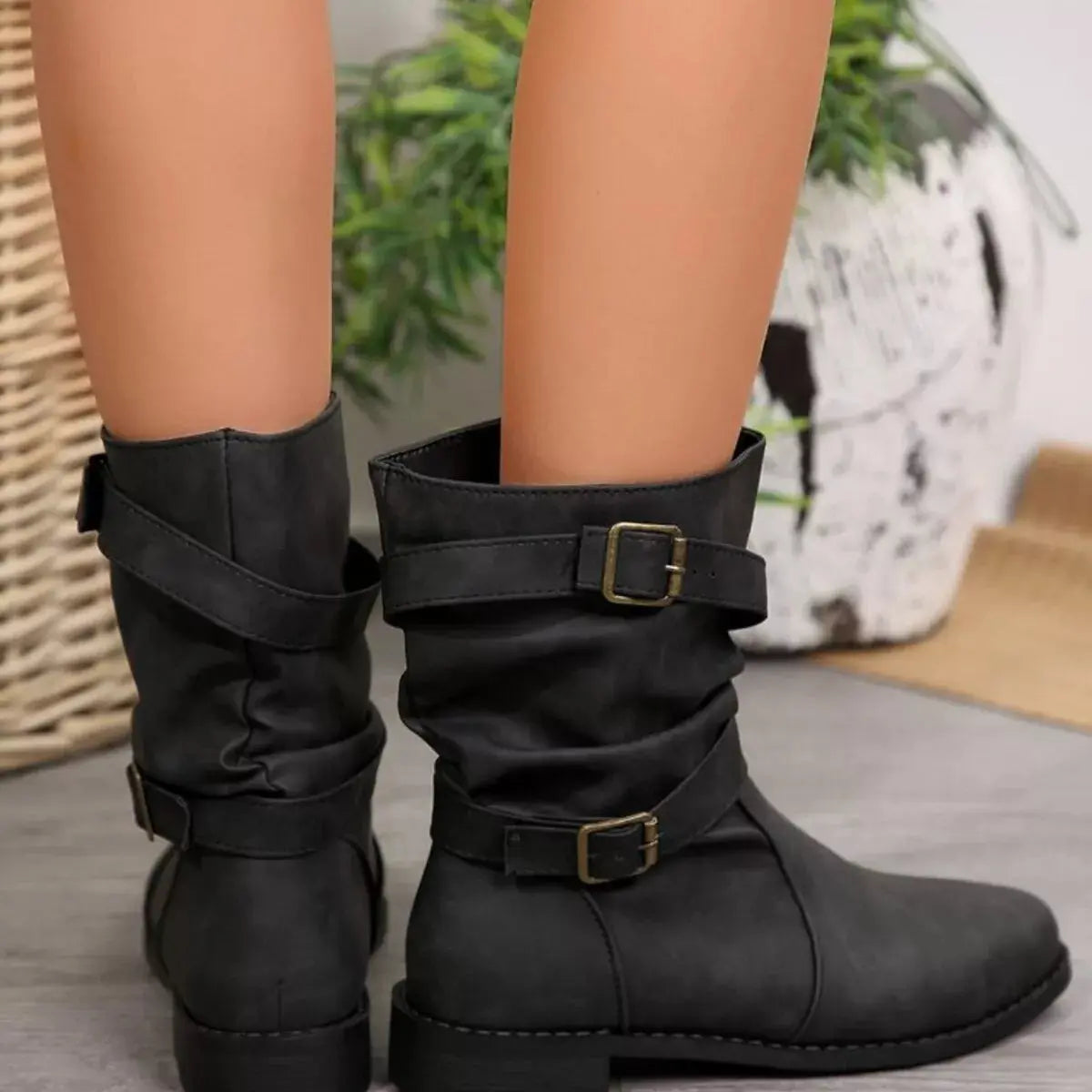 Buckled Low Heel Boots Simply Love