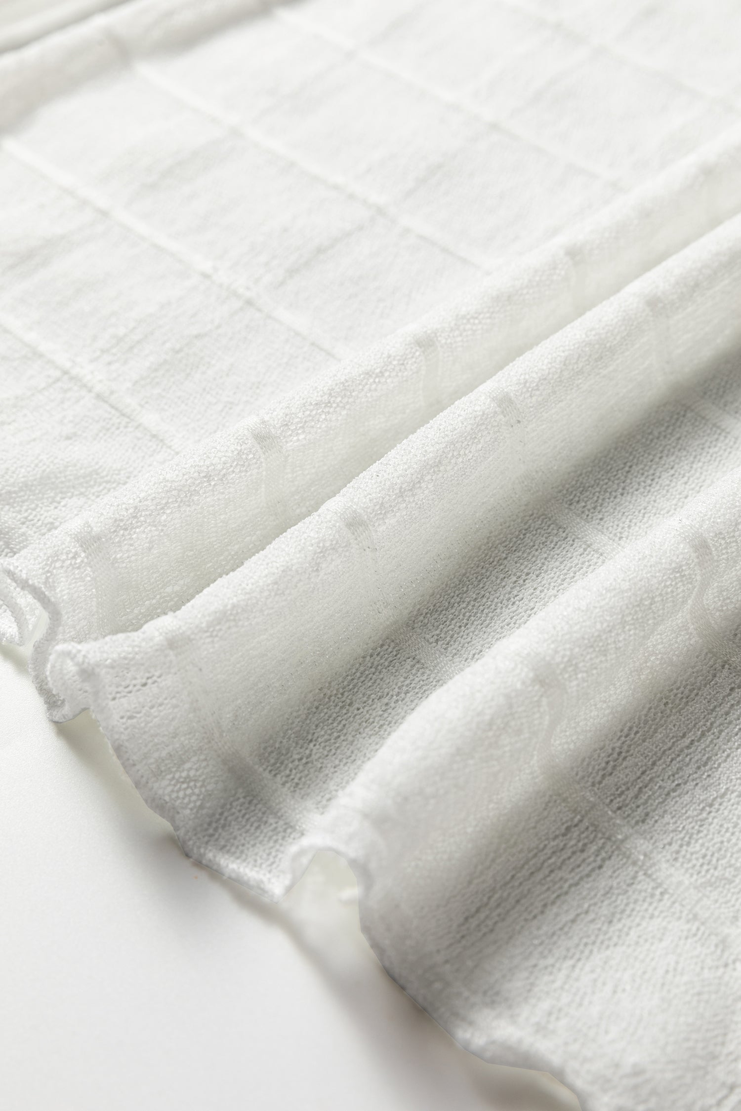 Dear-Lover White Plaid Mesh Top Women's Daily Sheer Long Sleeve Lightweight Dear-Lover Dropshipping